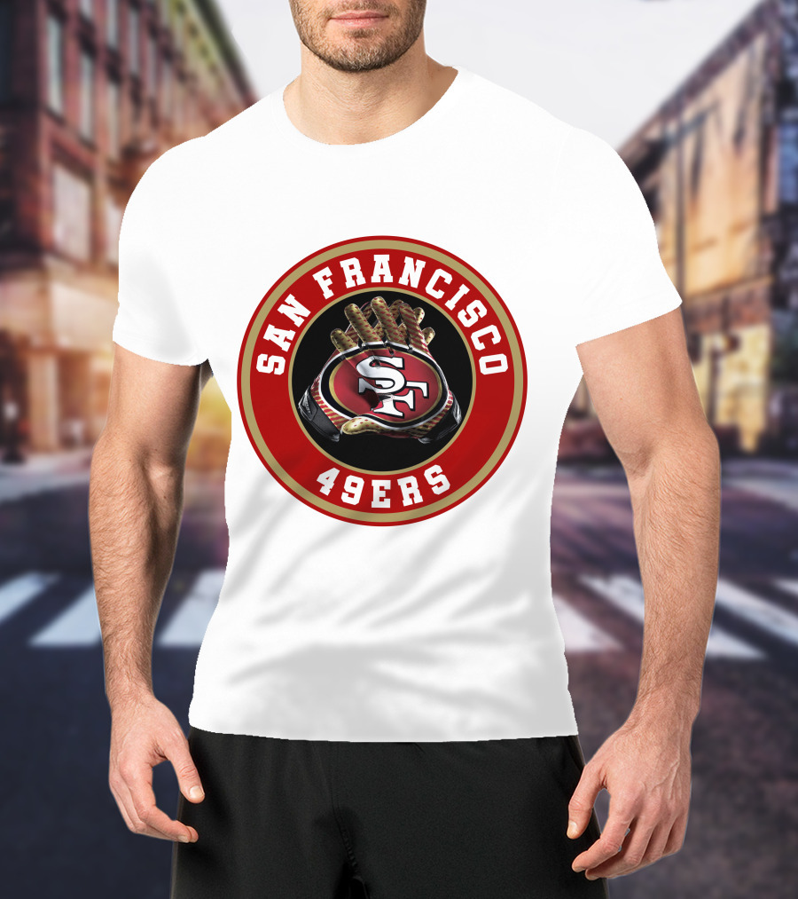 San Francisco 49ers Football Glove Emblem T-Shirt