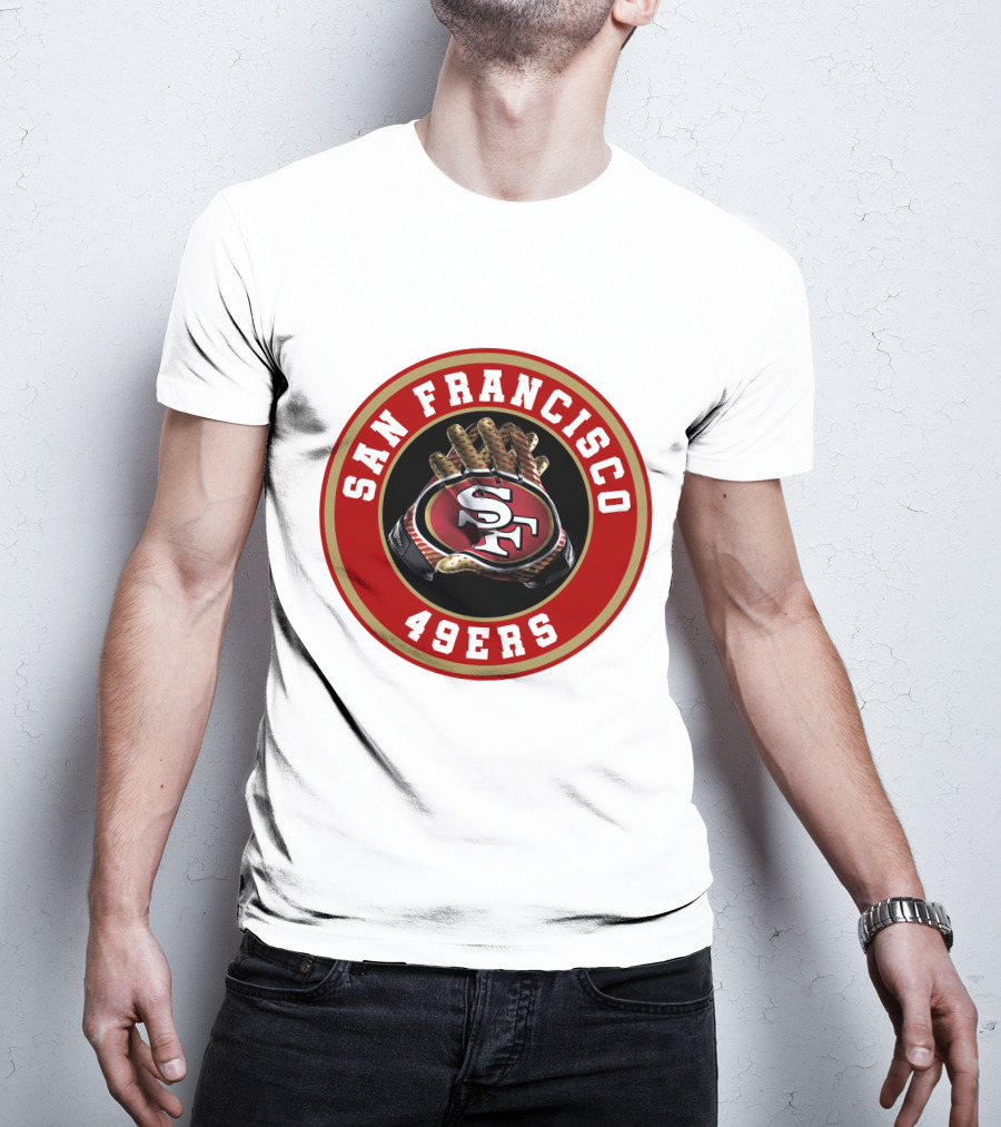 San Francisco 49ers Football Glove Emblem T-Shirt