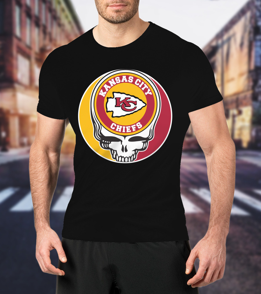 Kansas City Chiefs Grateful Dead Skull Logo Collaboration T-Shirt