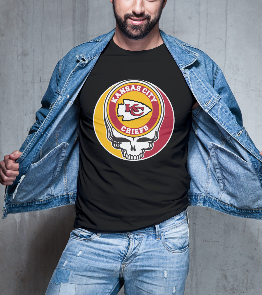 Kansas City Chiefs Grateful Dead Skull Logo Collaboration T-Shirt
