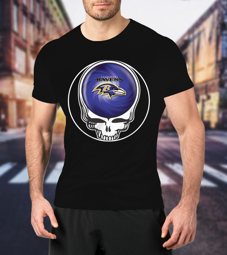 Baltimore Ravens Grateful Dead Skull T-Shirt
