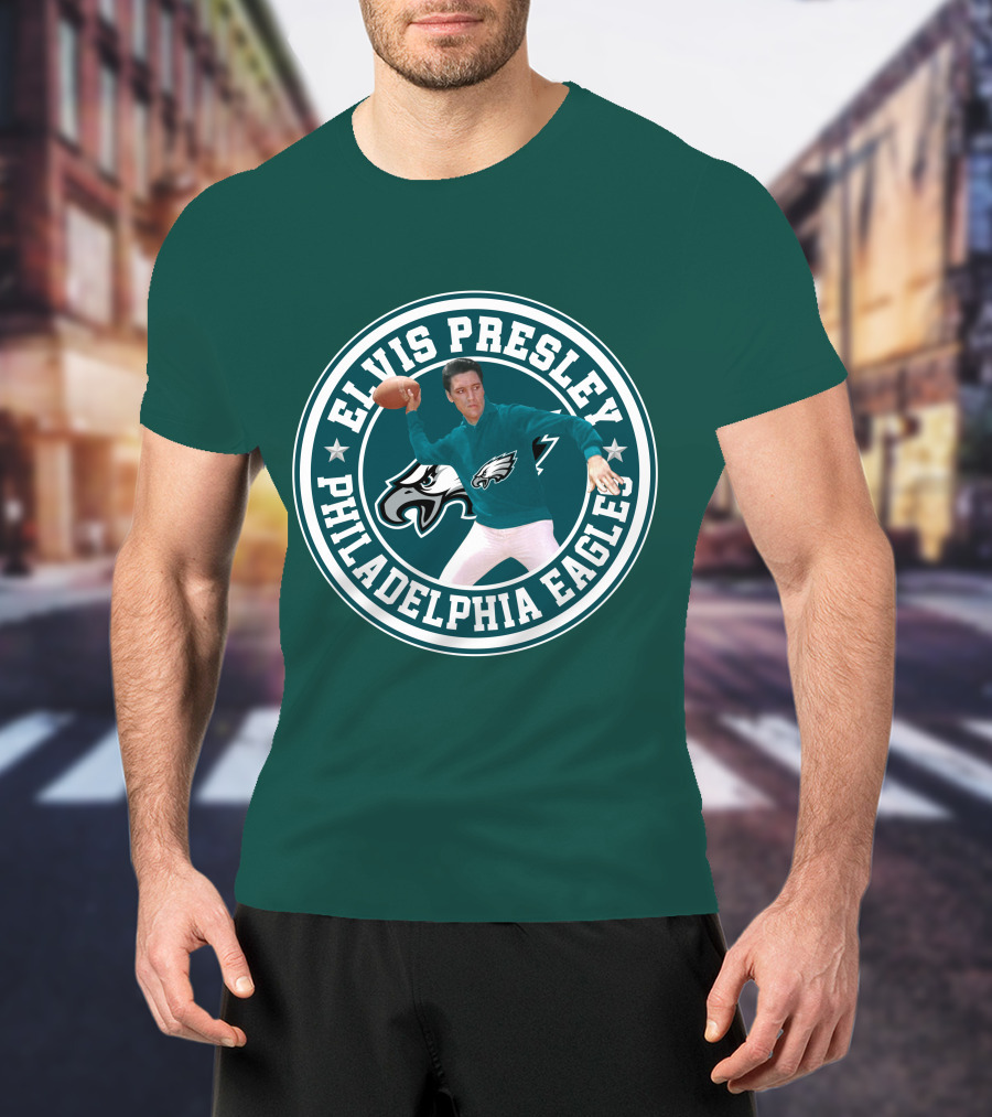 Elvis Presley Philadelphia Eagles Football Quarterback T-Shirt