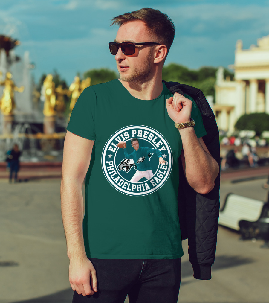 Elvis Presley Philadelphia Eagles Football Quarterback T-Shirt