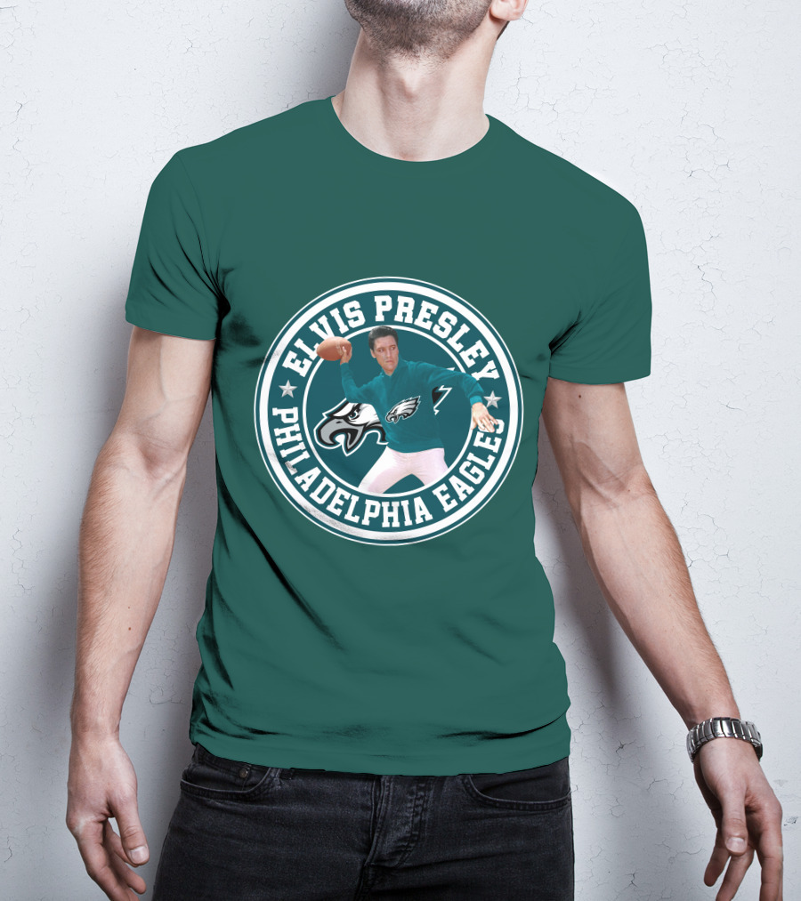 Elvis Presley Philadelphia Eagles Football Quarterback T-Shirt