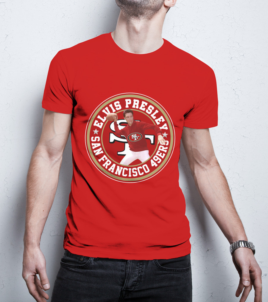 Elvis Presley San Francisco 49ers Football Player Circle T-Shirt
