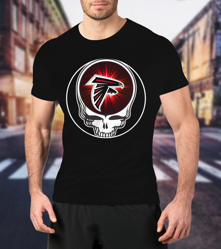 Atlanta Falcons Logo Red Aura Skull T-Shirt