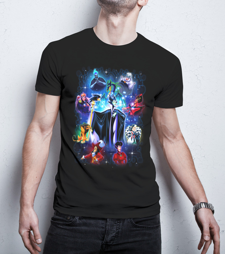 Disney Villains Maleficent Hades Ursula Scar Jafar Evil Queen Captain Hook Queen Of Hearts Cruella De Vil T-Shirt