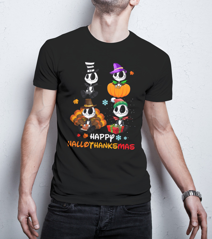Happy Hallothanksmas Jack Skellington Pumpkin Turkey Present T-Shirt