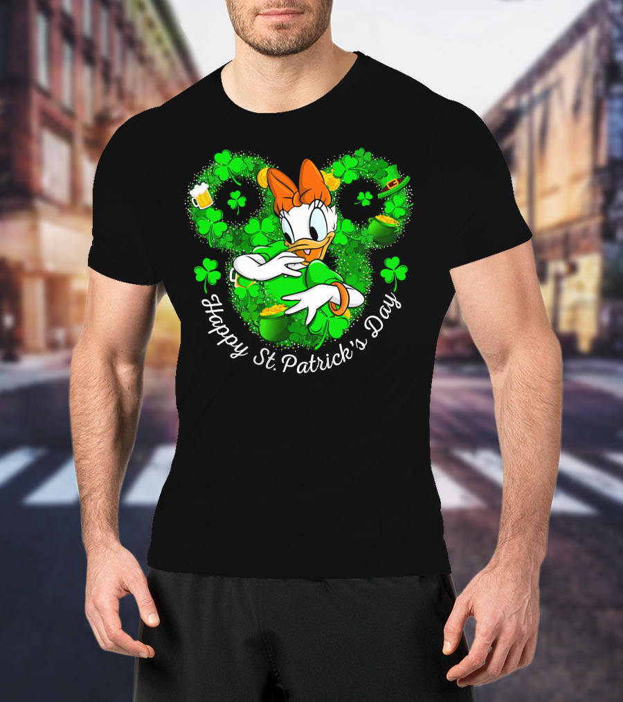 Daisy Duck Happy St. Patrick's Day Shamrocks And Pot Of Gold T-Shirt
