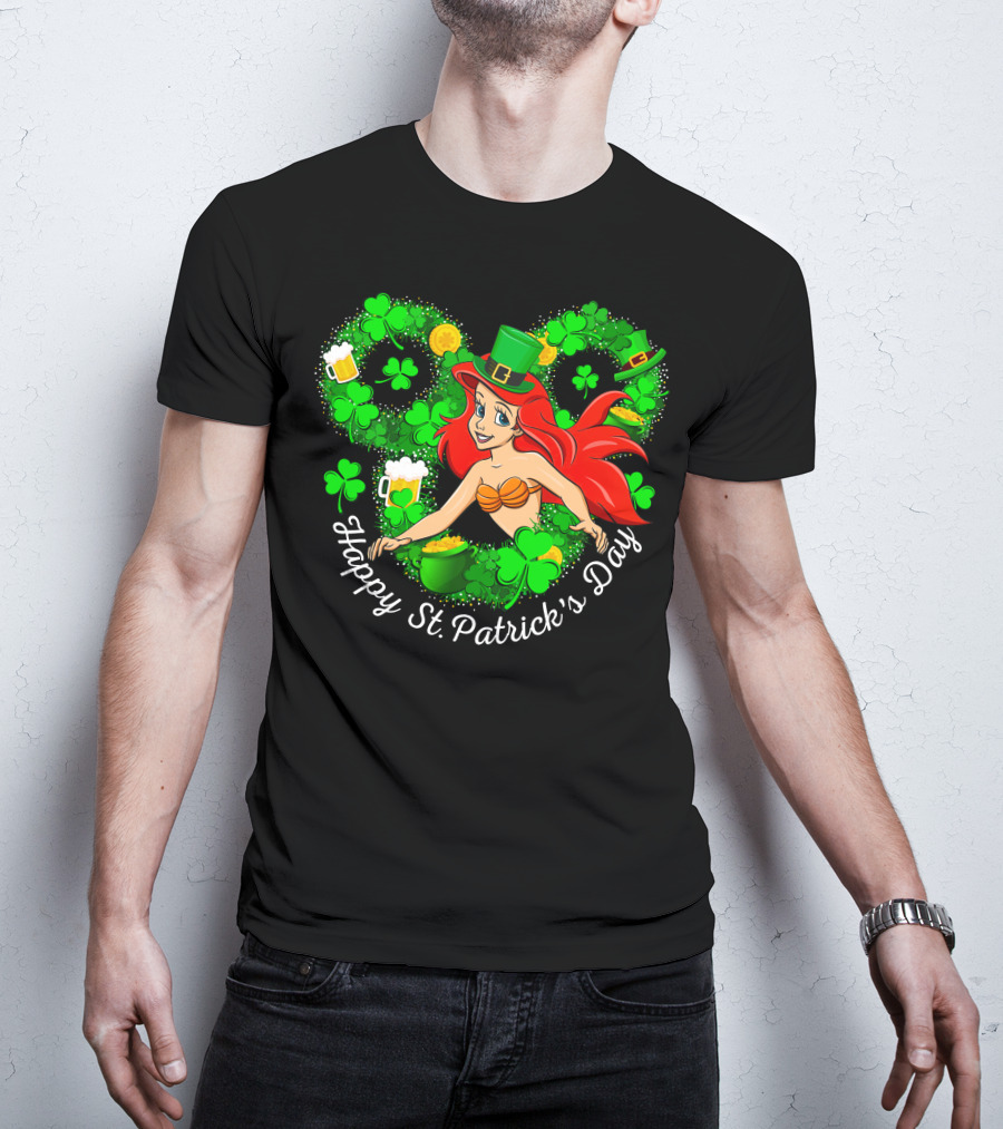 Ariel Happy St. Patrick's Day Shamrocks And Hat T-Shirt