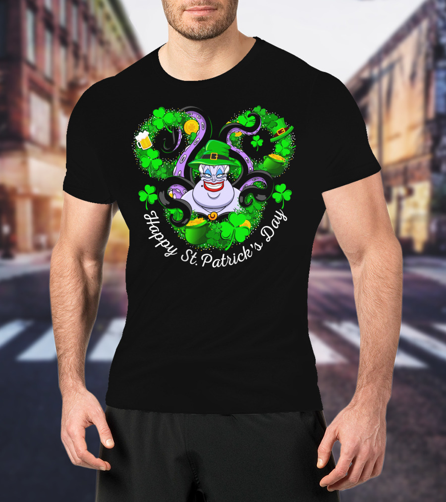 Happy St. Patrick's Day Ursula With Clovers And Gold T-Shirt