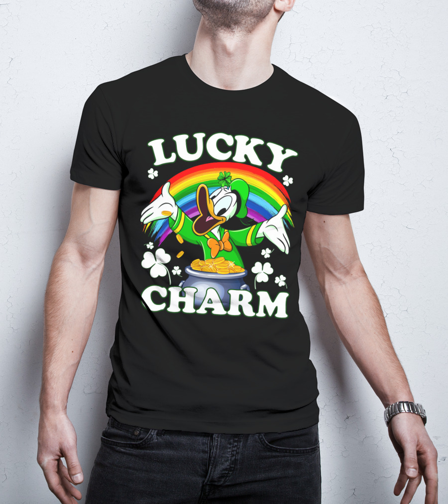 Lucky Charm Donald Pot Of Gold Rainbow Clovers T-Shirt