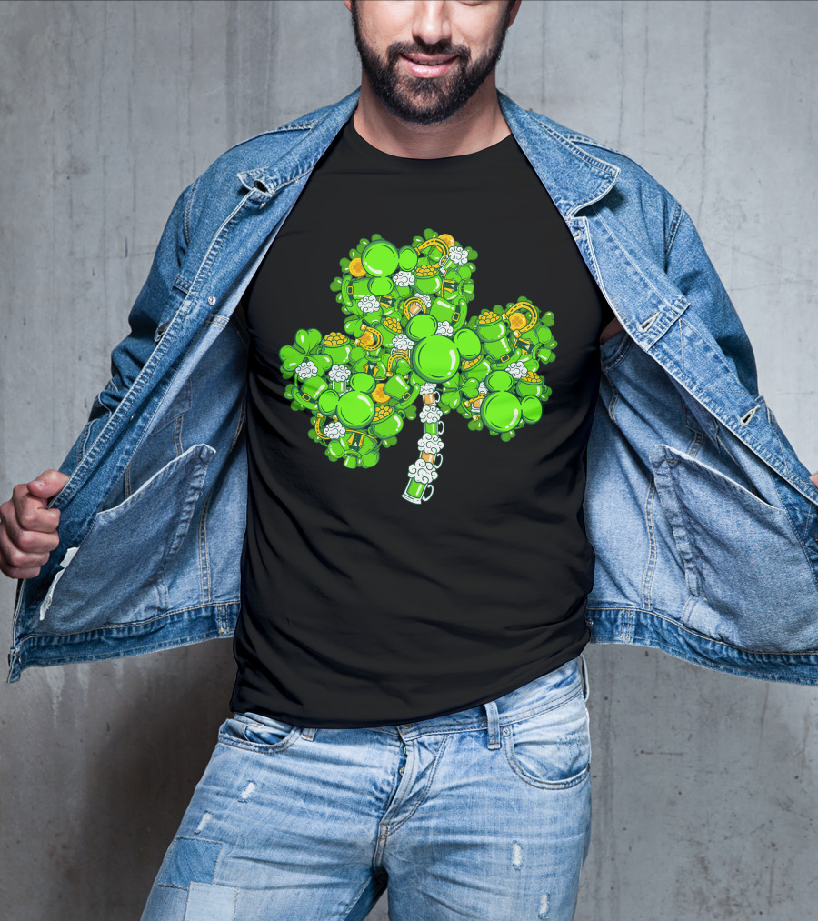 Shamrocks And Leprechaun Gold With Mickey Ears T-Shirt