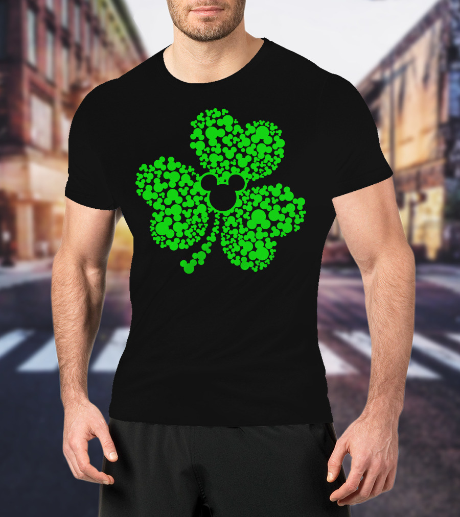 SHAMROCK Mouse Icon Themed St. Patrick's Day Green Flowers T-Shirt