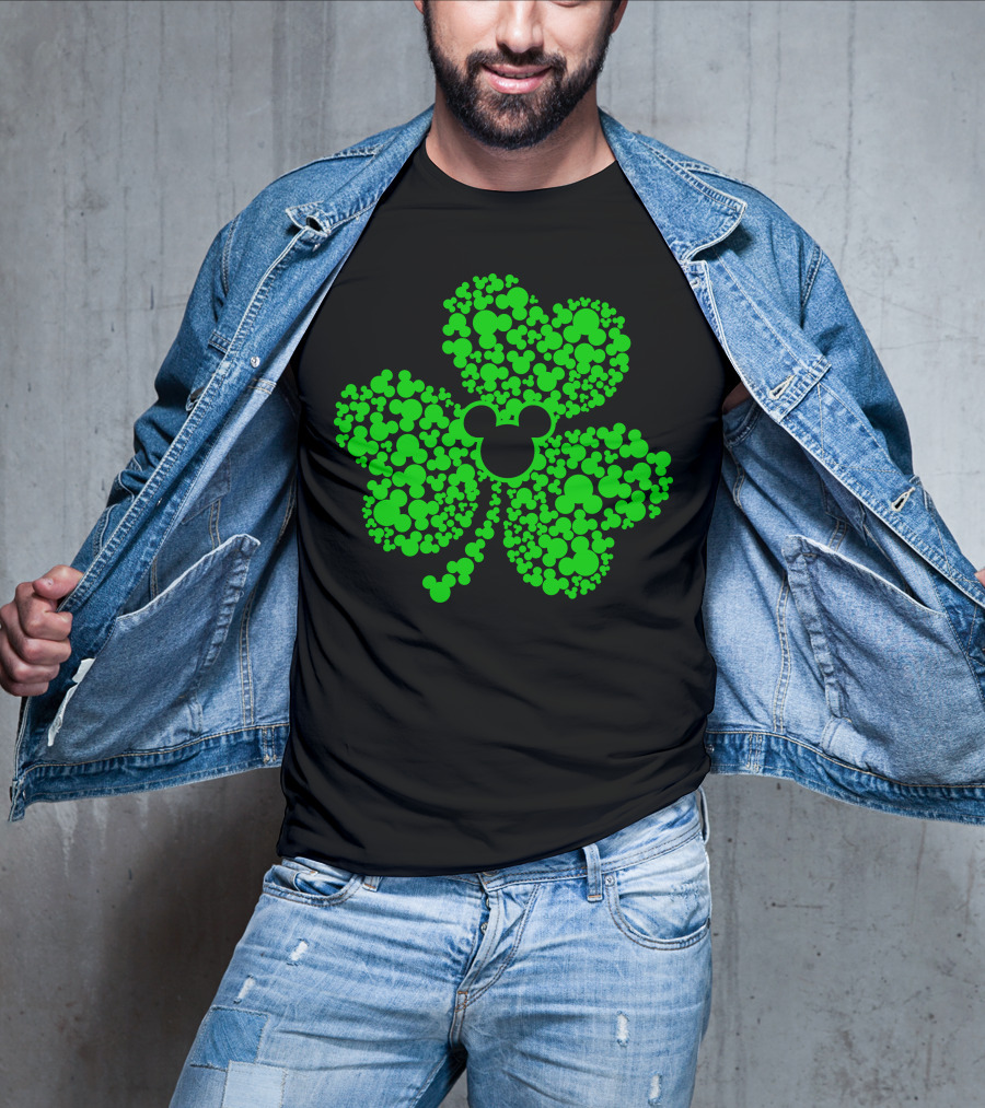 SHAMROCK Mouse Icon Themed St. Patrick's Day Green Flowers T-Shirt