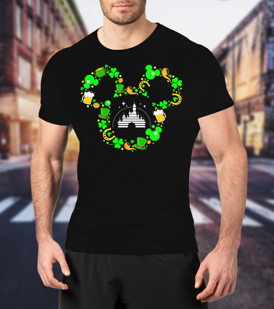 Mickey Mouse St. Patrick's Day Castle Shamrocks And Beer T-Shirt