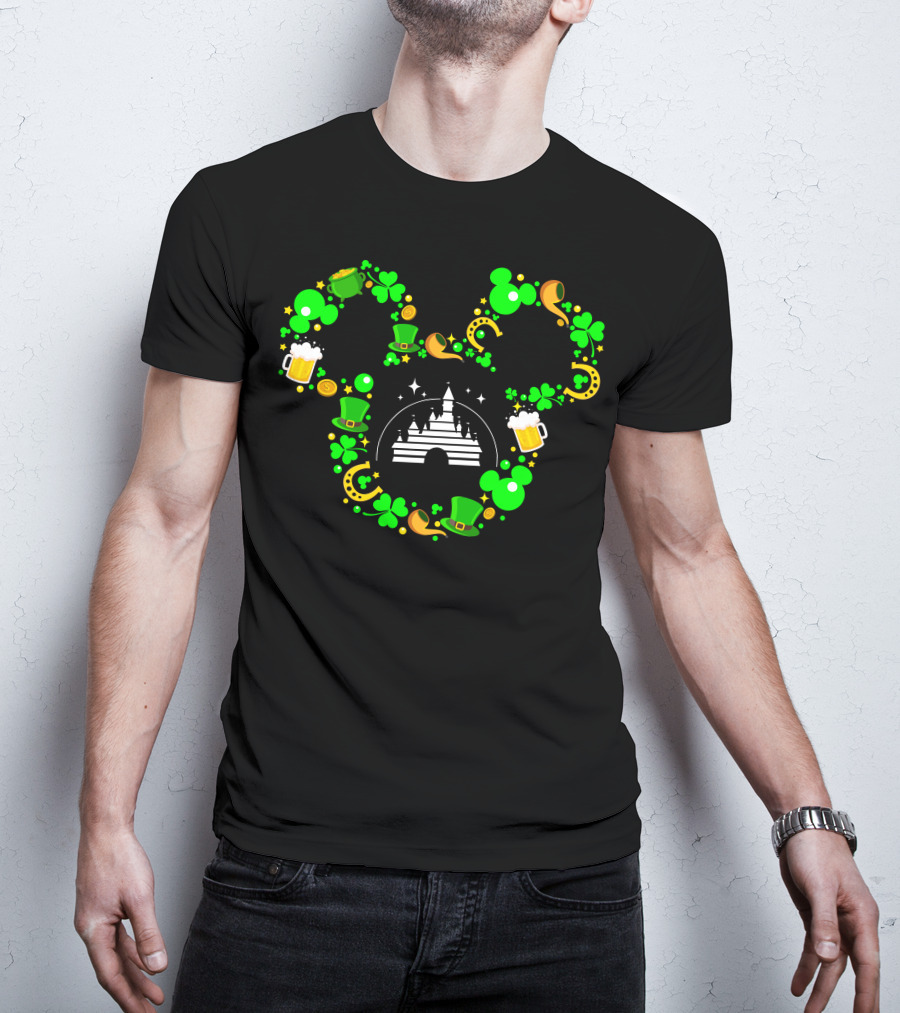 Mickey Mouse St. Patrick's Day Castle Shamrocks And Beer T-Shirt