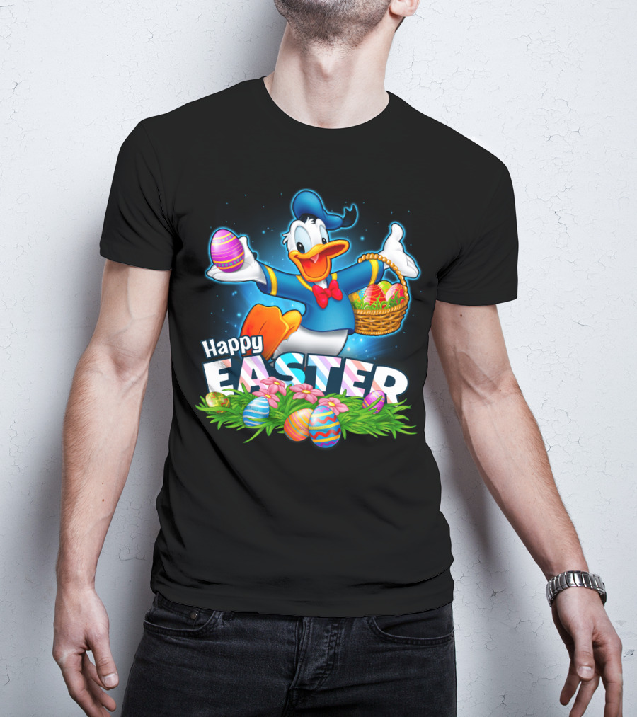 Donald Happy Easter With Colorful Eggs And Basket T-Shirt