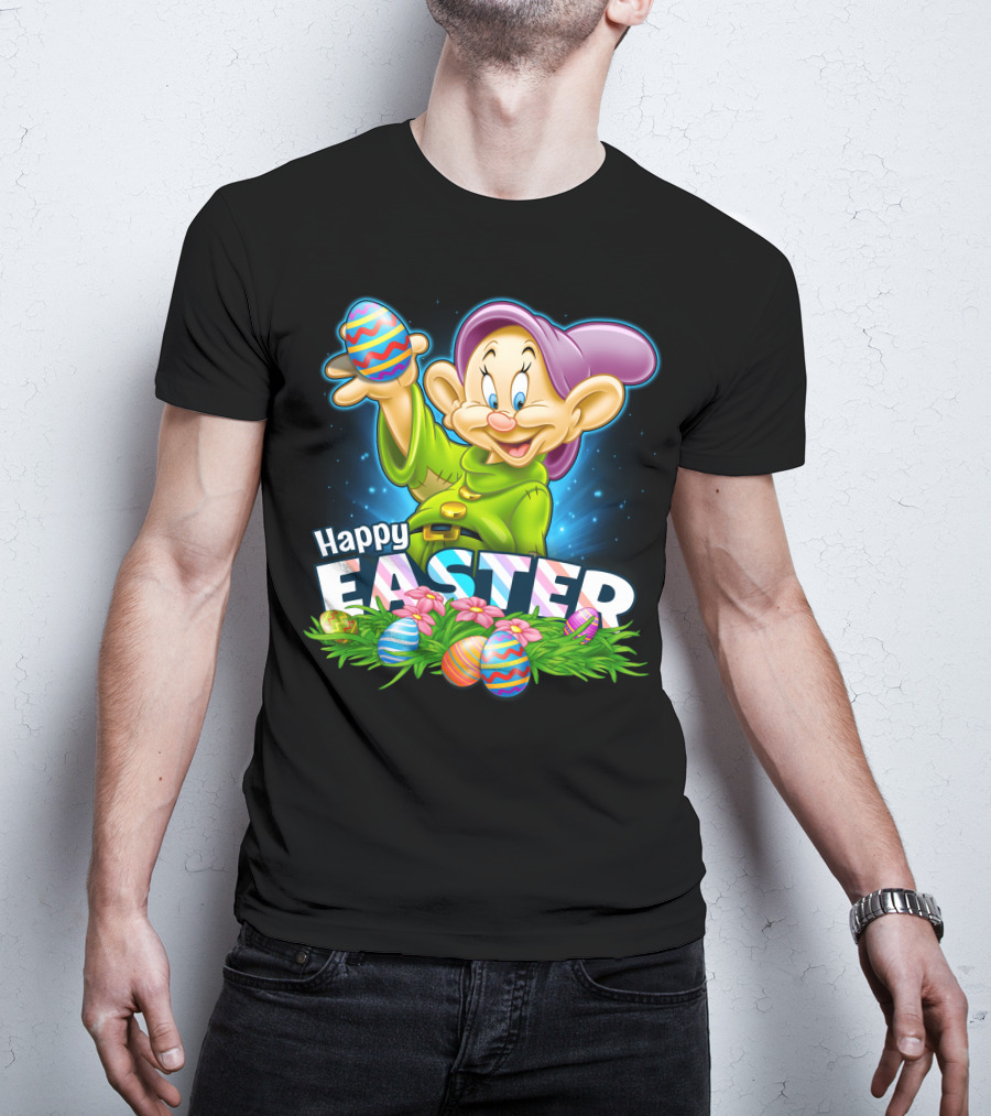 Dopey Happy Easter Colorful Eggs And Flowers T-Shirt