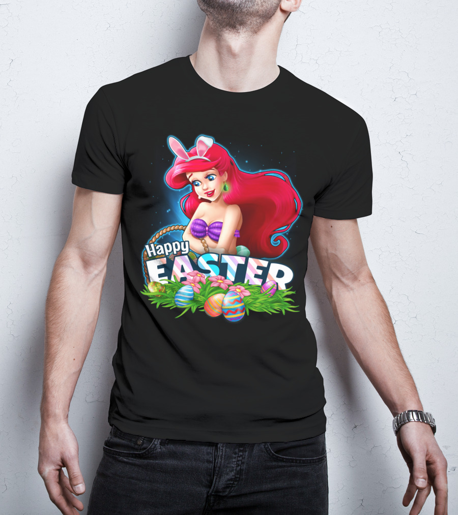 Happy Easter Ariel With Easter Eggs And Bunny Ears T-Shirt