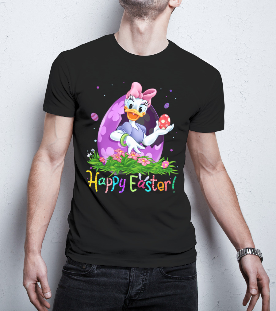 Happy Easter Daisy Duck Egg And Flowers T-Shirt