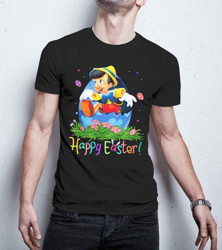 Happy Easter Pinocchio Egg And Flowers T-Shirt