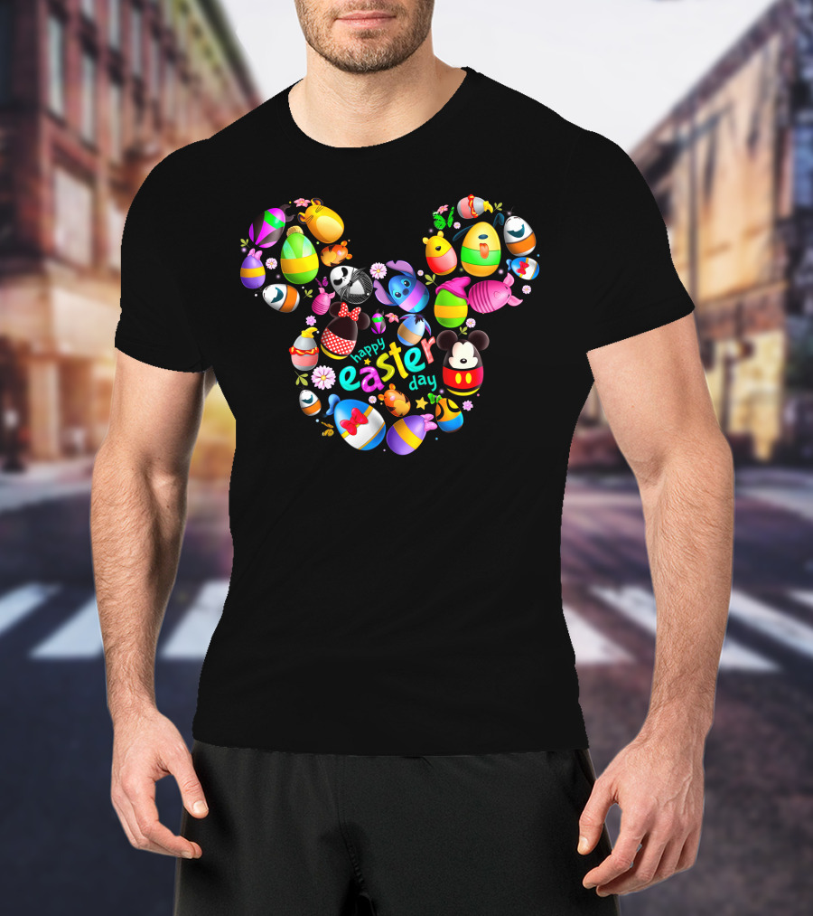 Disney Characters Easter Day Celebration In Iconic Mickey Ears Shape T-Shirt