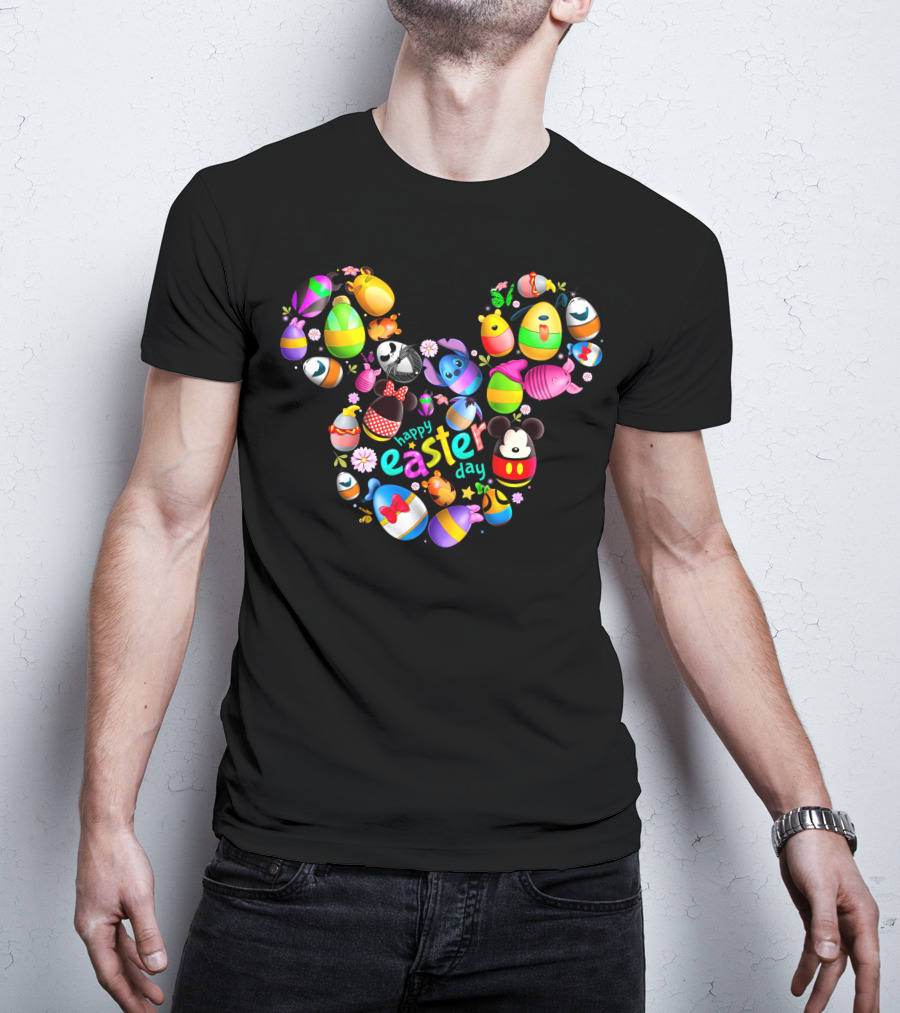 Disney Characters Easter Day Celebration In Iconic Mickey Ears Shape T-Shirt