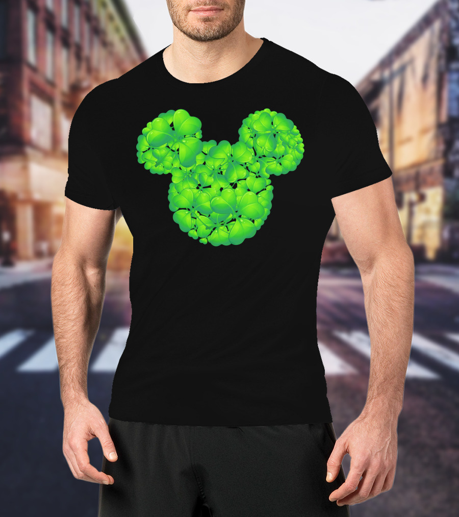 Mickey Shamrocks Green Clover Minnie Ears St. Patrick's Day T-Shirt