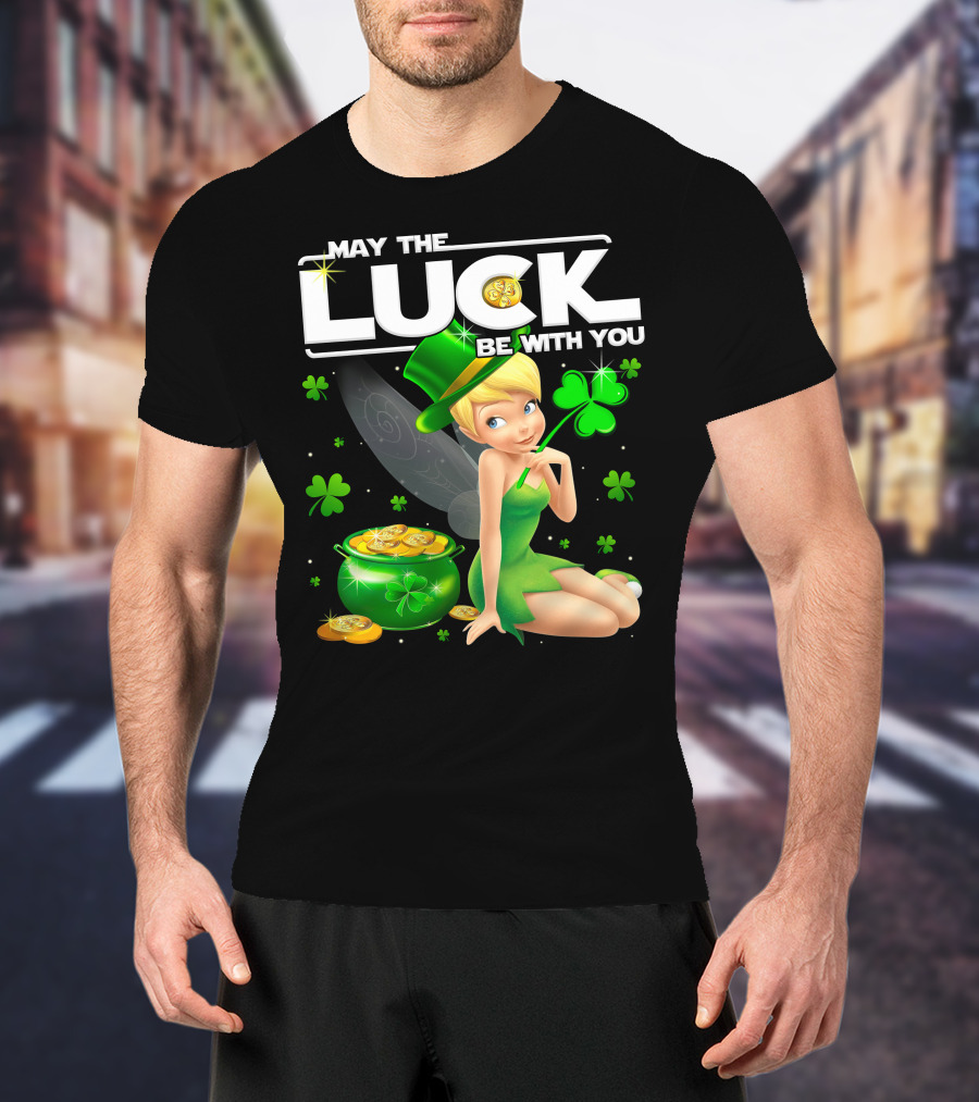 Tinkerbell May The Luck Be With You Shamrock And Pot Of Gold T-Shirt