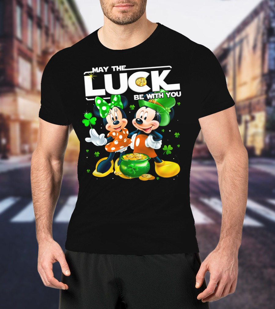 May The Luck Be With You Mickey And Minnie St. Patrick's Theme T-Shirt
