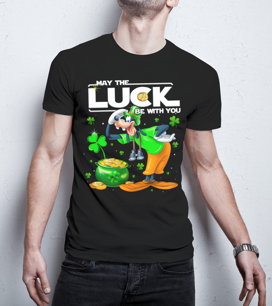 Goofy May The Luck Be With You Shamrock And Gold Coins T-Shirt