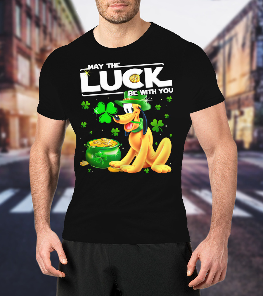 May The Luck Be With You Pluto Shamrock Coins Green Hat T-Shirt