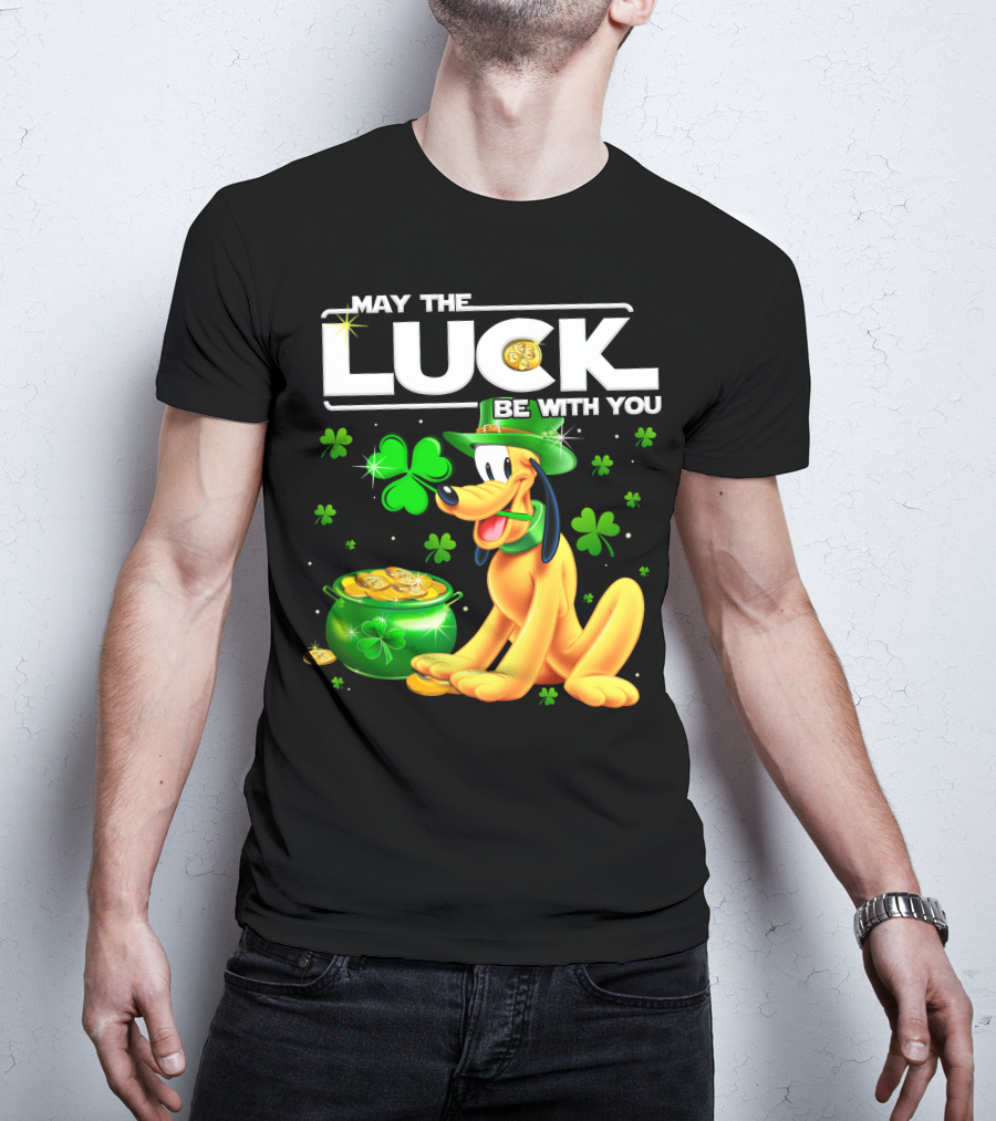 May The Luck Be With You Pluto Shamrock Coins Green Hat T-Shirt