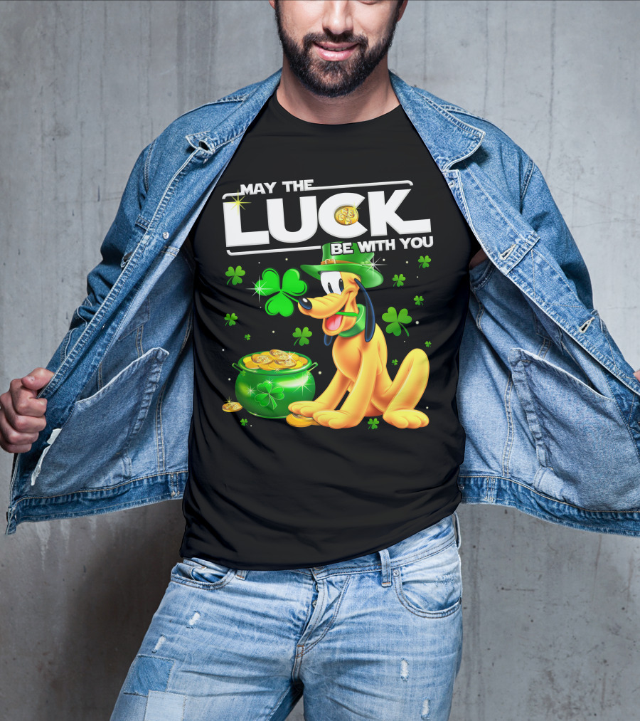 May The Luck Be With You Pluto Shamrock Coins Green Hat T-Shirt