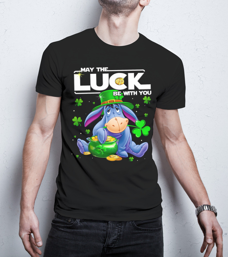 May The Luck Be With You Eeyore Leprechaun Clover Gold Coins T-Shirt