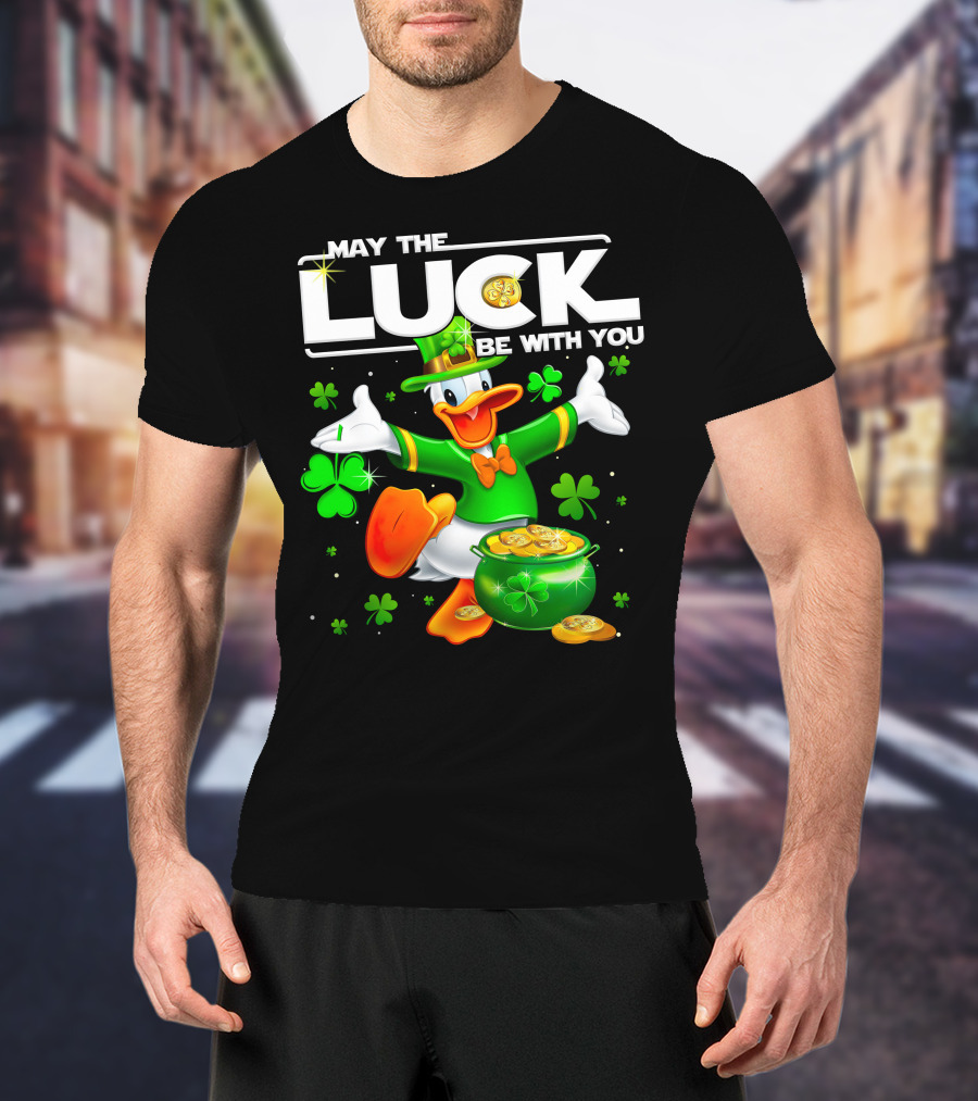 Donald May The Luck Be With You St. Patrick's Day Leprechaun Duck With Pot Of Gold T-Shirt