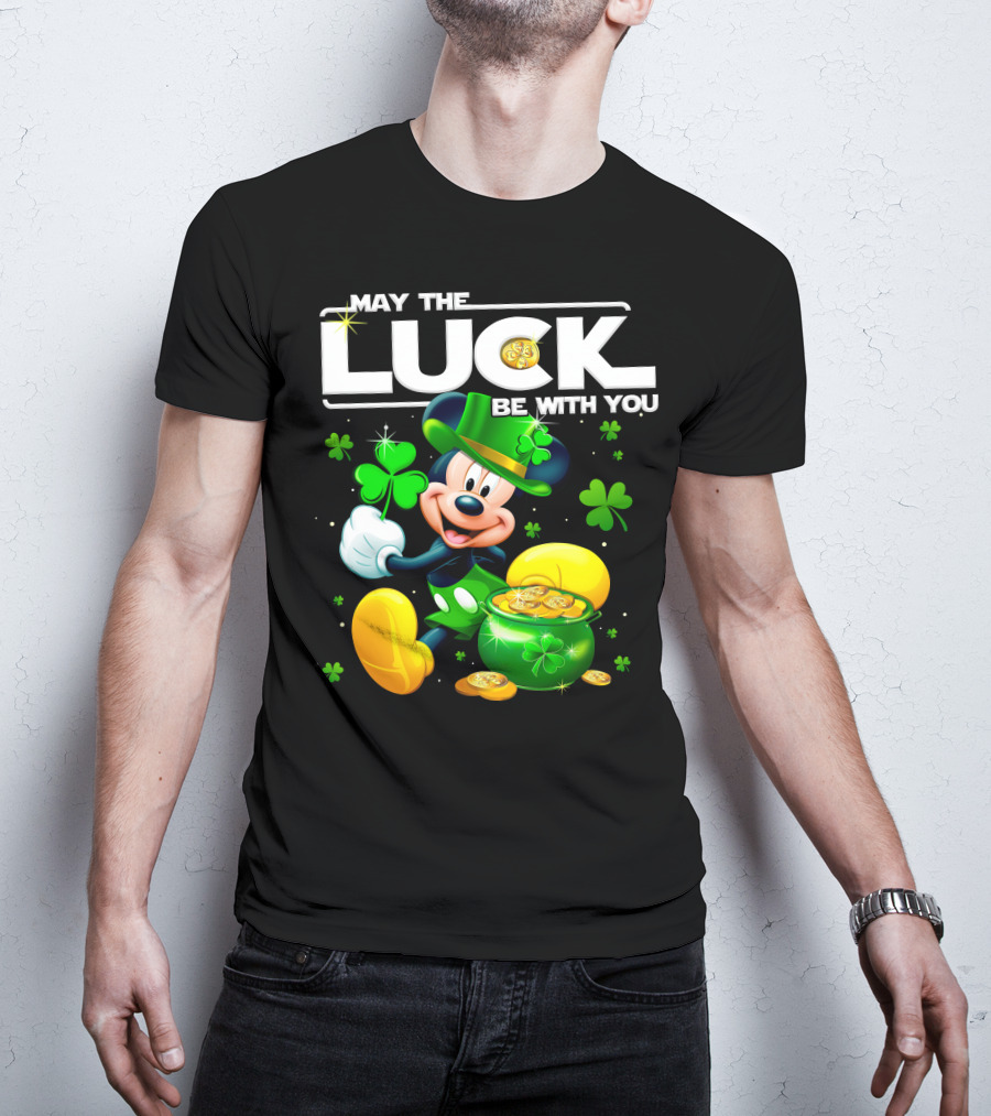 Mickey Mouse May The Luck Be With You Shamrock Coins T-Shirt