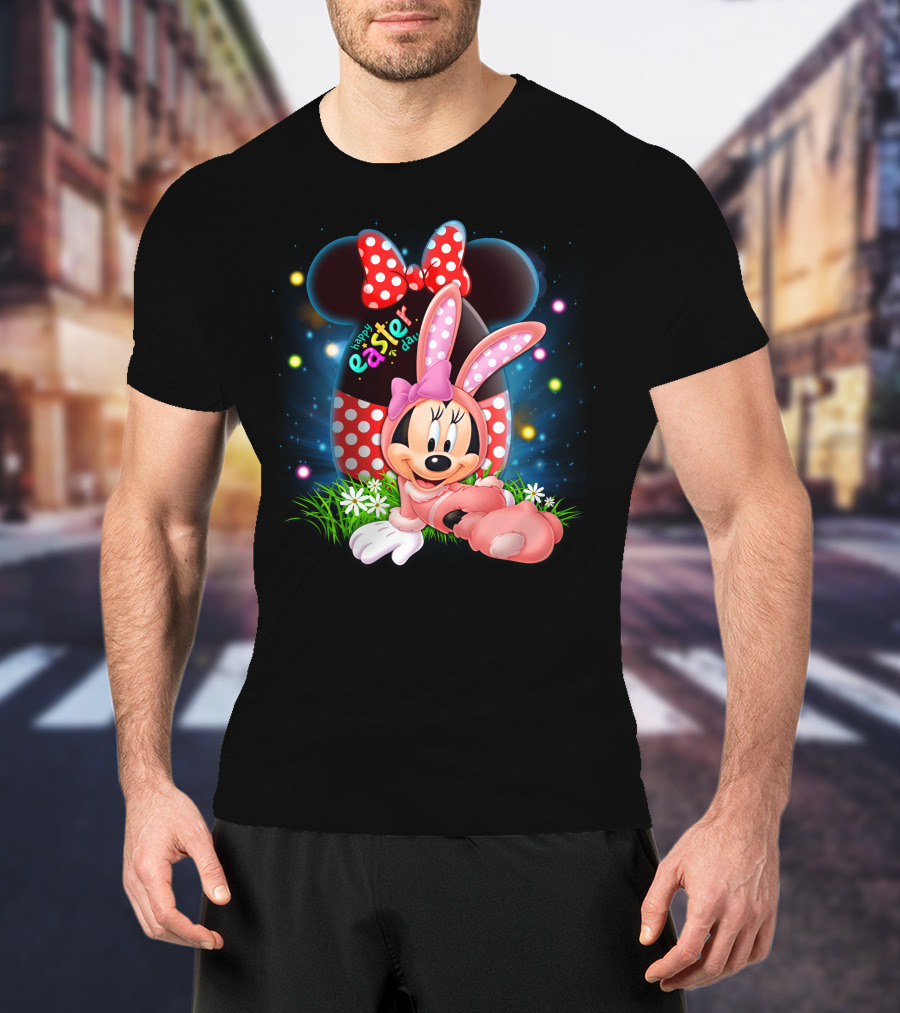 Minnie Mouse Happy Easter Day Polka Dot Bunny Ears T-Shirt