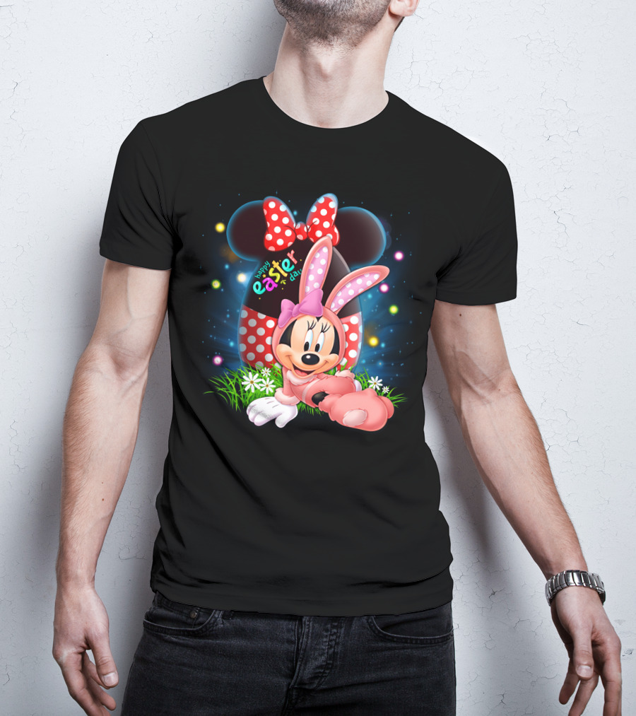 Minnie Mouse Happy Easter Day Polka Dot Bunny Ears T-Shirt