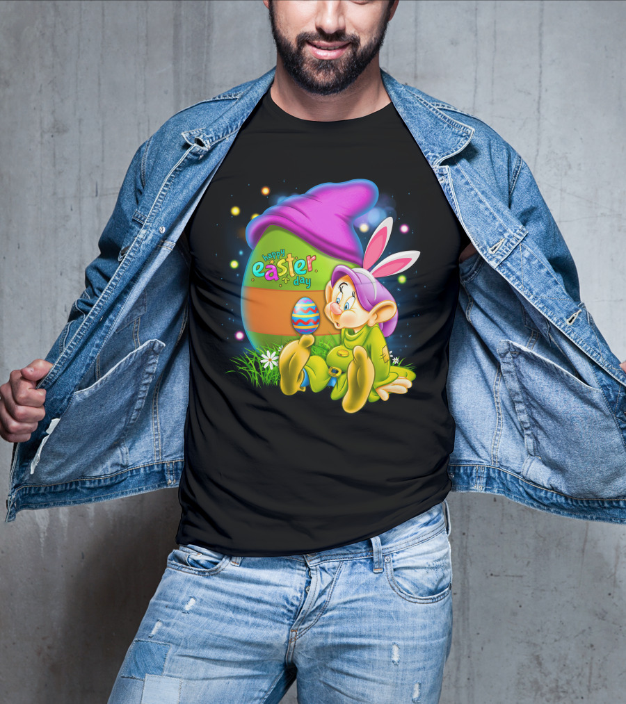 Happy Easter Day Dopey With Colorful Egg And Bunny Ears T-Shirt