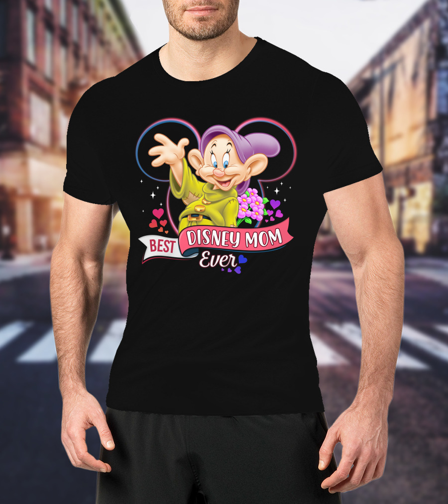 Best Disney Mom Ever Dopey Mickey Icon Hearts Flowers T-Shirt