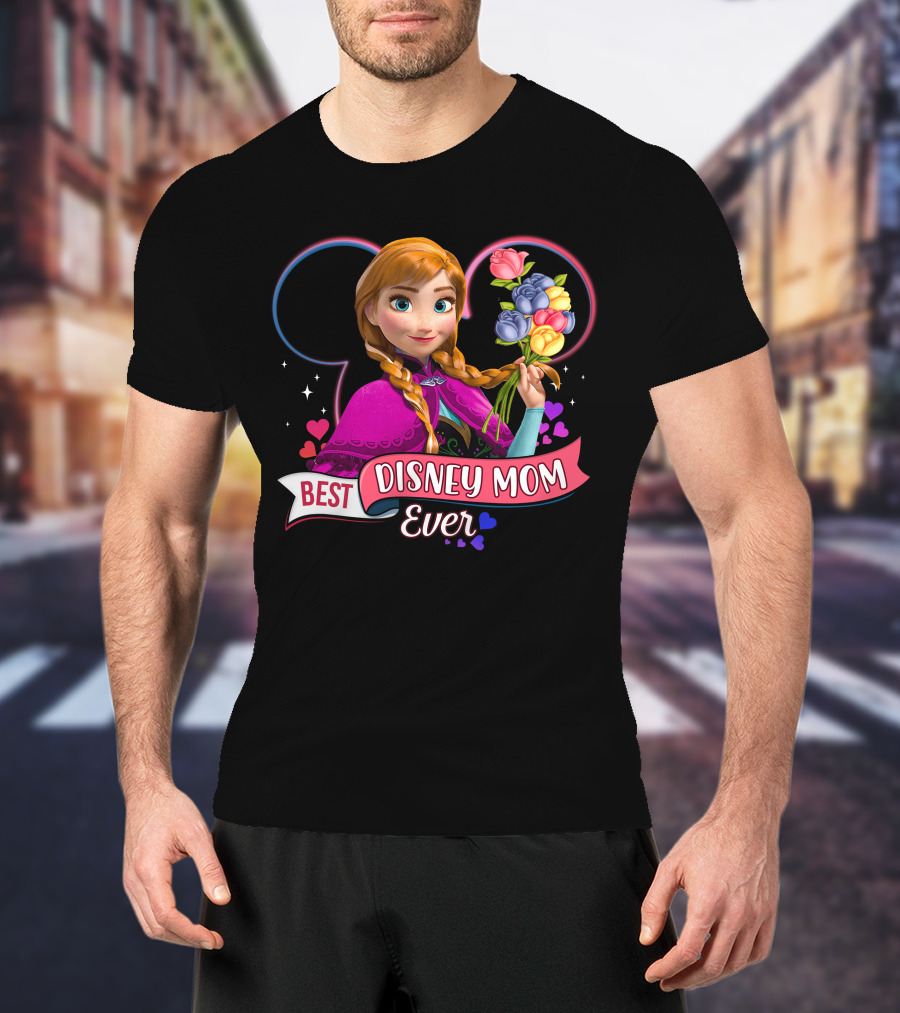 Best Disney Mom Ever Anna With Flowers And Hearts T-Shirt