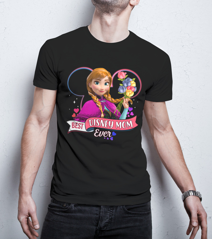 Best Disney Mom Ever Anna With Flowers And Hearts T-Shirt