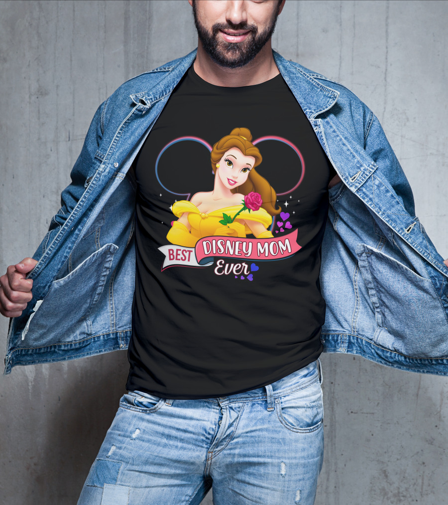 Best Disney Mom Ever Belle With Hearts And Rose T-Shirt