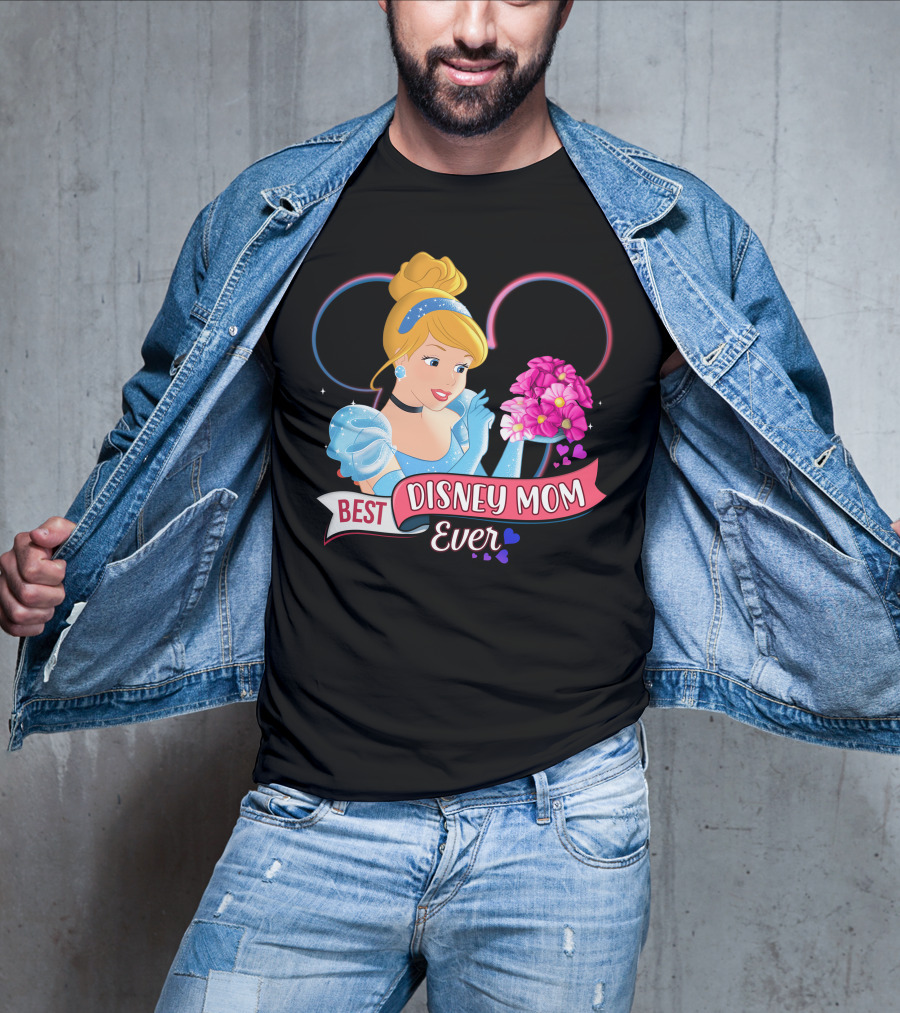 Best Disney Mom Ever Cinderella Flowers Hearts T-Shirt