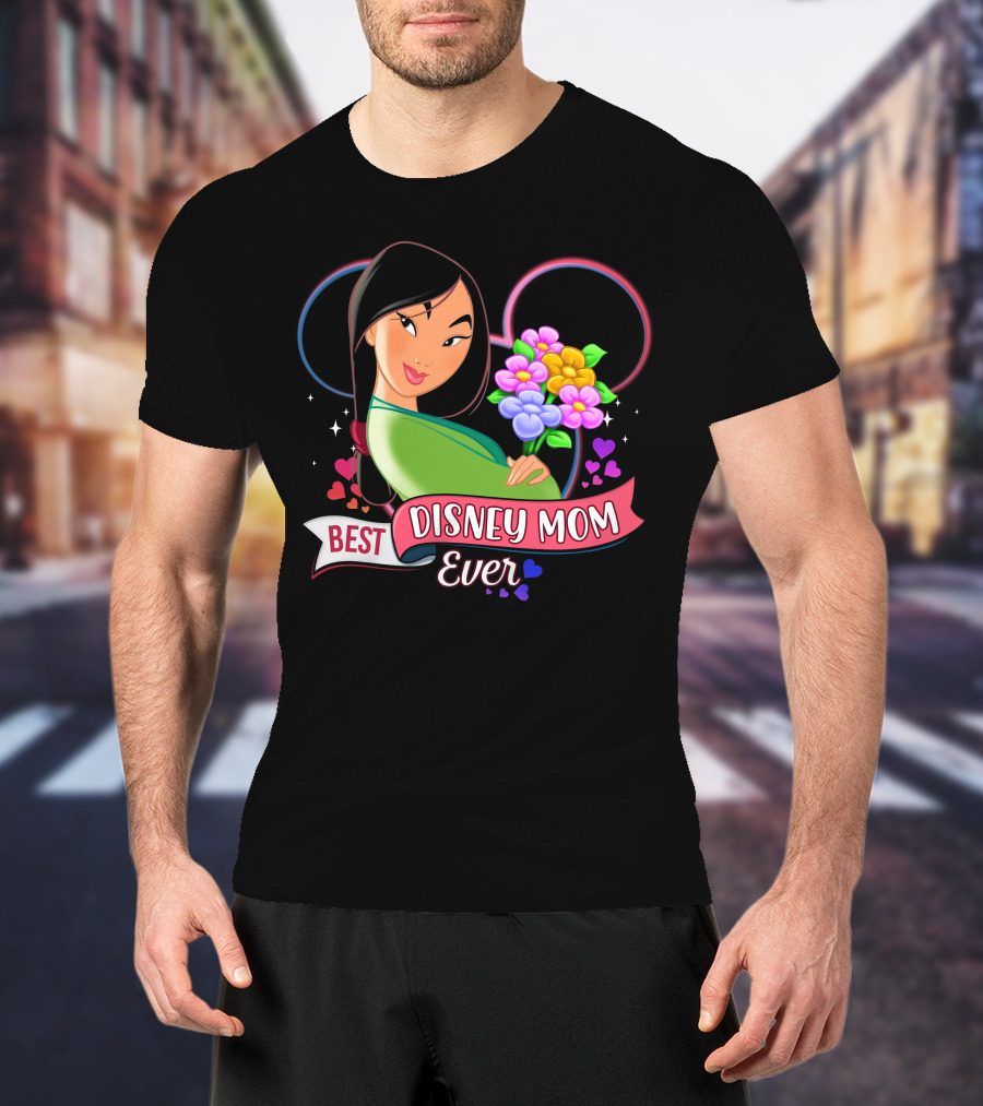 Best Disney Mom Ever Mulan Flowers Hearts T-Shirt