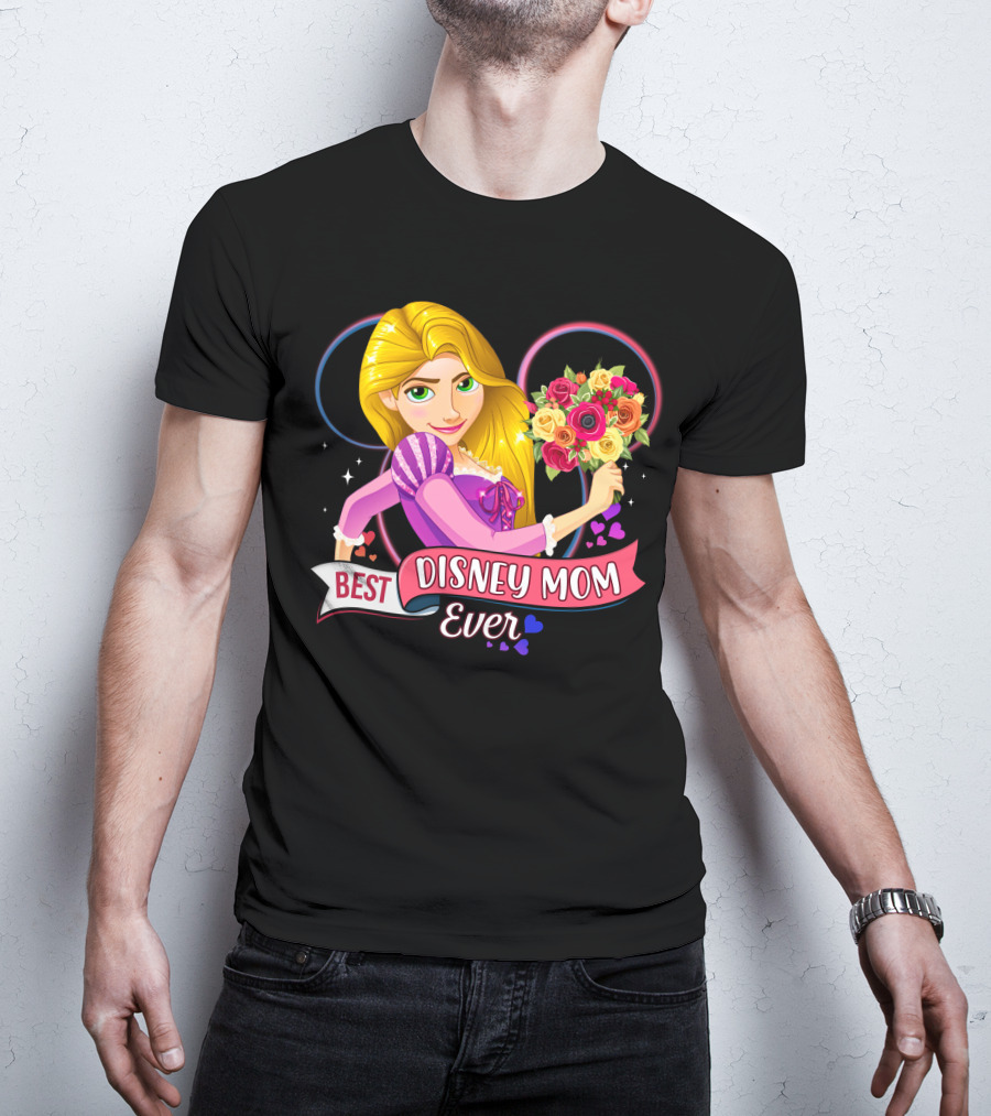 Best Disney Mom Ever Disney Rapunzel Holding Bouquet T-Shirt