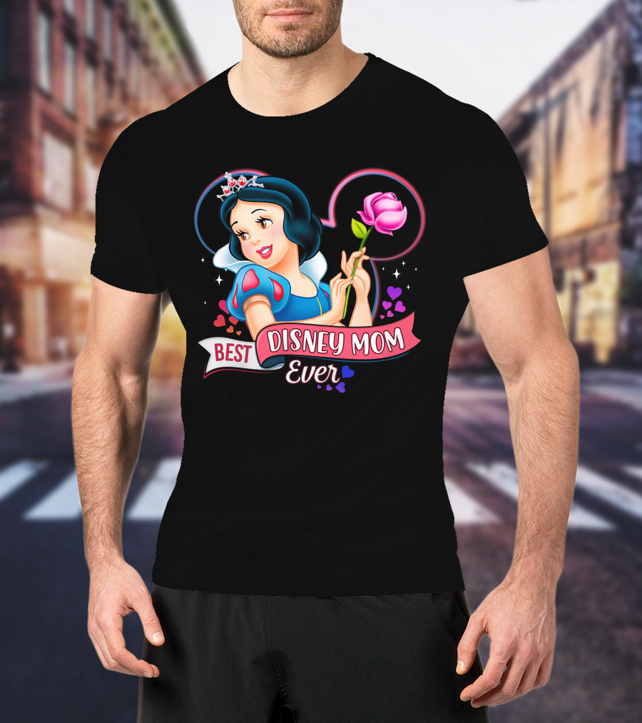 Best Disney Mom Ever Snow White Princess With Rose And Crown T-Shirt