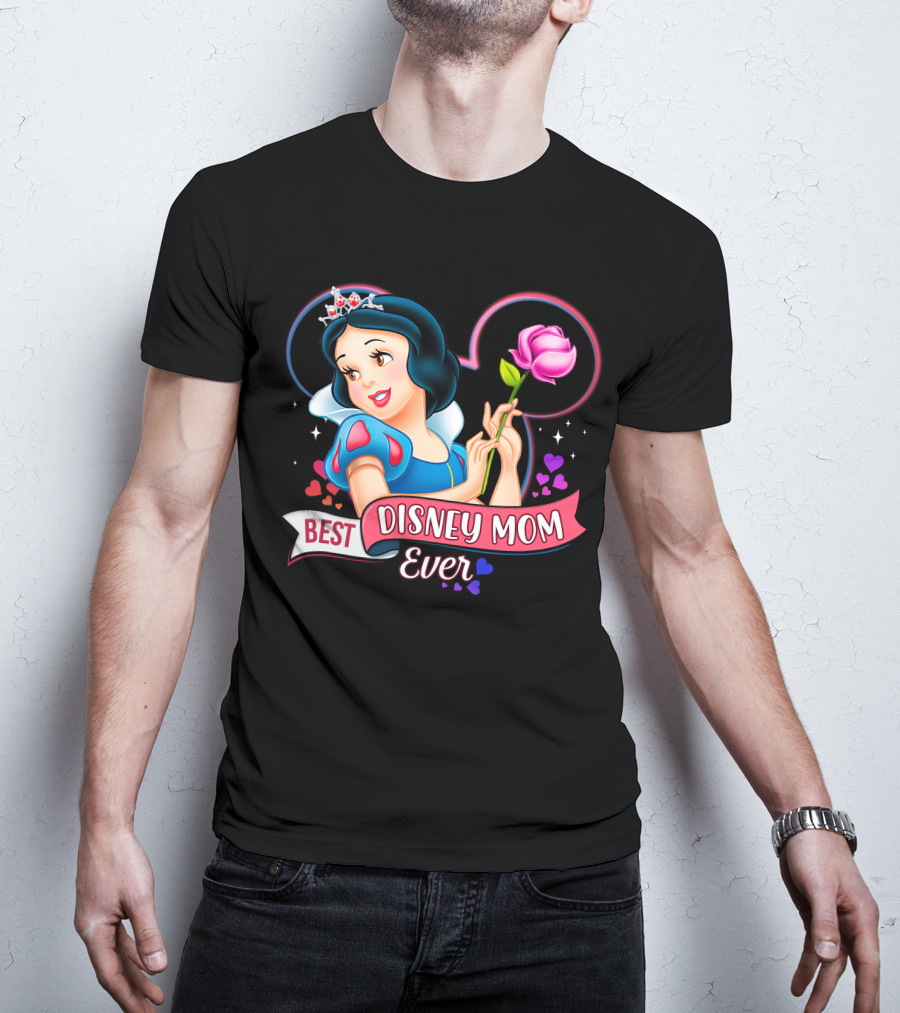 Best Disney Mom Ever Snow White Princess With Rose And Crown T-Shirt